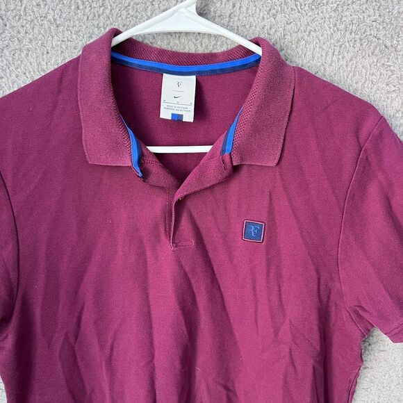 Nike Shirt Mens Medium Purple Roger Federer Short Sleeve Polo Golf Tennis Preppy - Picture 6 of 12